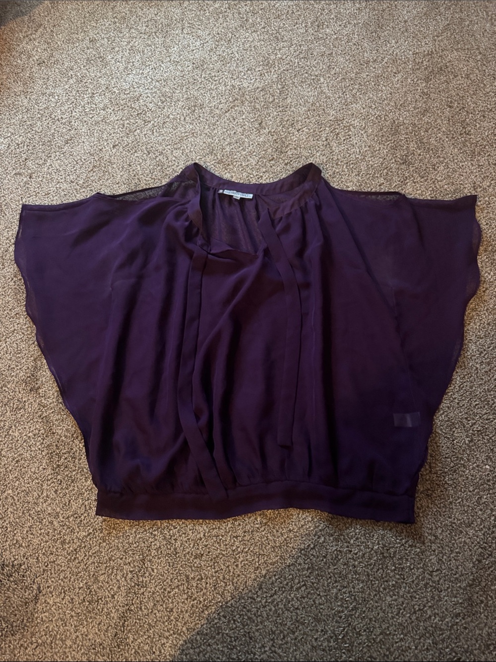 Jennifer Lopez Plum Tie-Front Sheer Blouse